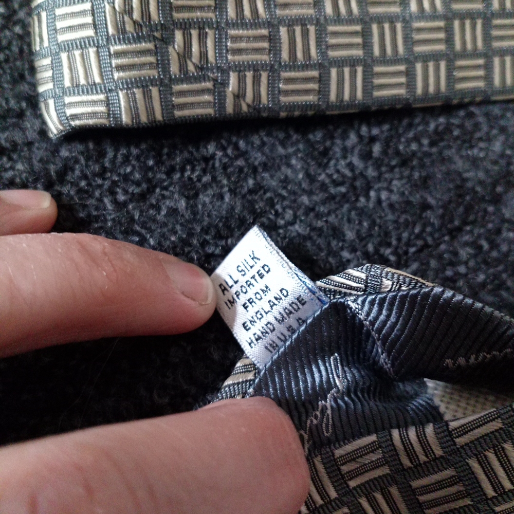 Men's Gray Geometric Pattern Tie - image 5